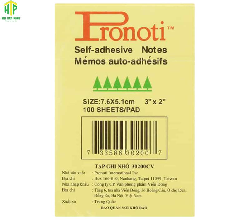 Giấy note vàng 3×2 Pronoti