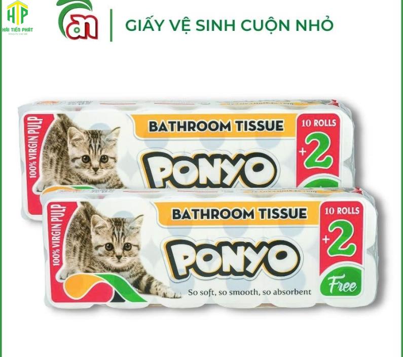 Giấy vệ sinh PONYO con mèo 03L12500 -lõI 45T (1 cây 10 lốc)(1 lốc 12 cuộn) 