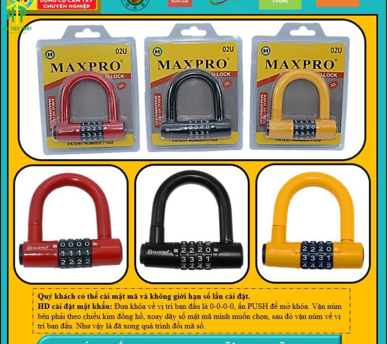 Khóa số chữ U (7,0-9,0) cm hiệu maxpro